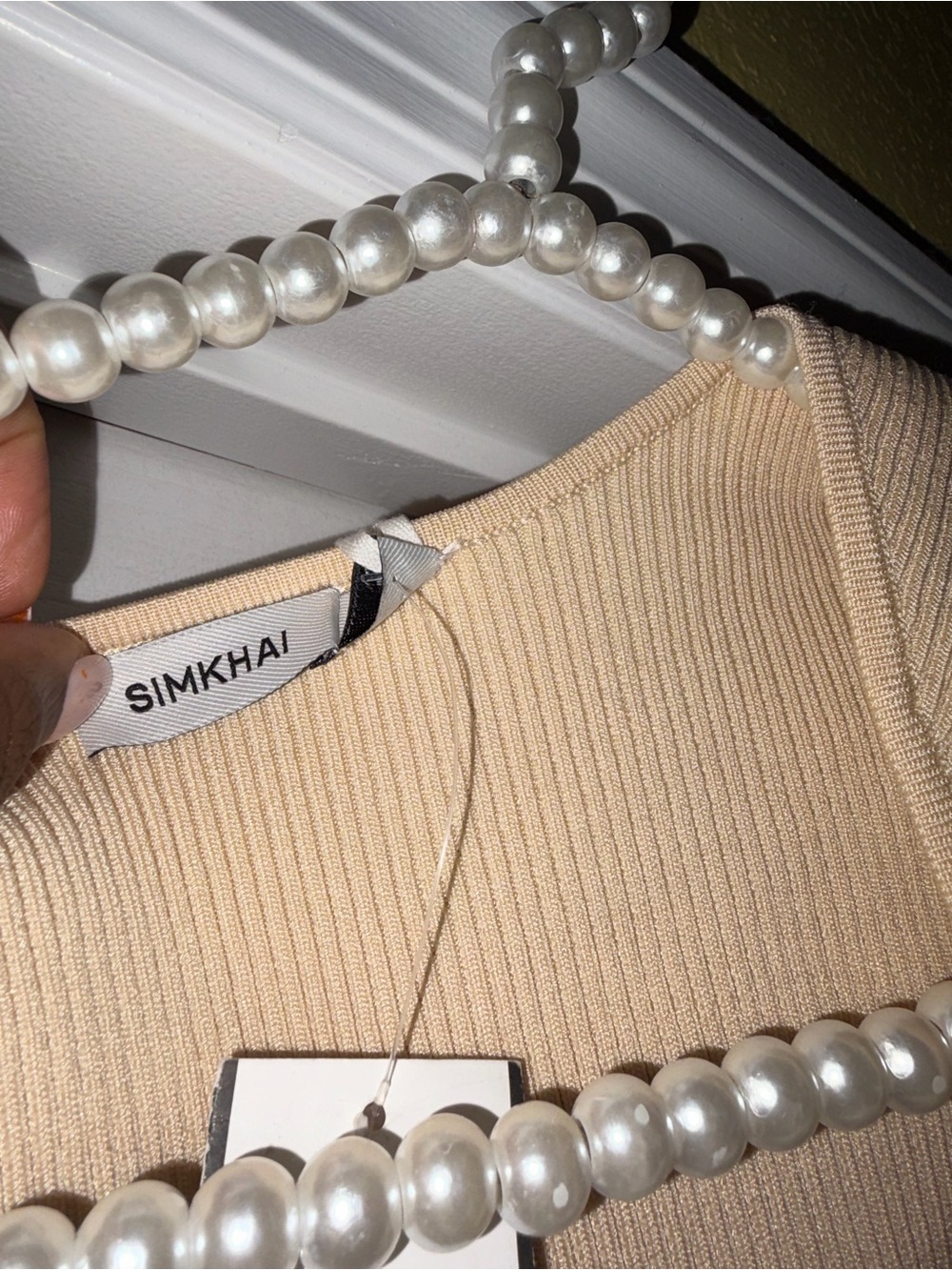 Cream Ribbed Bustier Tank Top - Picture 4 of 7